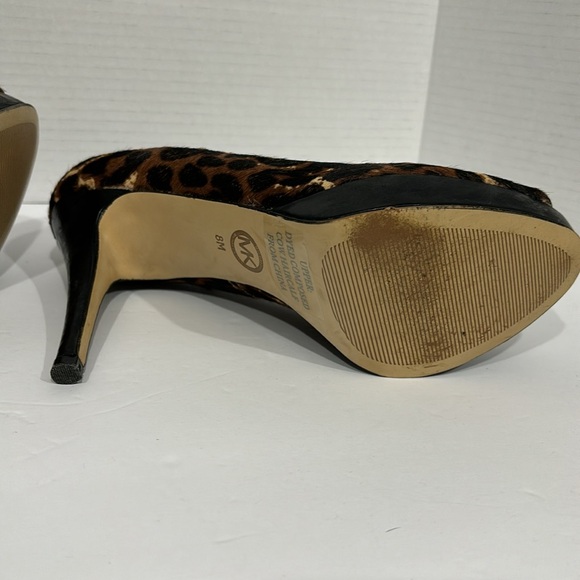 Michael Kors York Platform Cheetah Natural Haircalf Open Toe Pump Size 8 - Picture 5 of 14